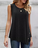 Blusa Estilo Sem Mangas com Botões Laterais