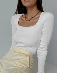 Blusa Canelada Amicci com Decote Quadrado Feminina