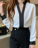 Blusa Missure com Decote V e Mini Gola