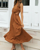 vestido brenttini midi feminino linchinho cintura marcada