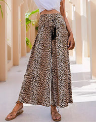 Calça Animal Print Cós Transpassado