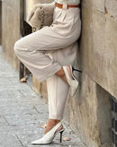 Calça Bamboo com Pregas e Bolsos Laterais