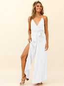 Macacão Cayman com Decote V e Fenda Lateral