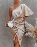 Vestido Midi Malibu de Um Ombro Só