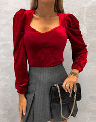 Blusa Sumi de Veludo Feminina com Mangas Longas Elegante