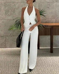 Conjunto Monique Feminino com Blusa Frente Única e Calça Pantalona