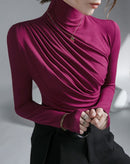 Blusa Fusion com Gola Alta e Pregas Frontais