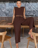 Conjunto de Linho Cropped + Calça Pantacourt