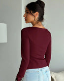 Blusa Mathy Assimétrica Mangas Longas