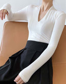 Blusa Maxi com Mangas Longas e Decote V