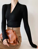 Blusa Maxi com Mangas Longas e Decote V