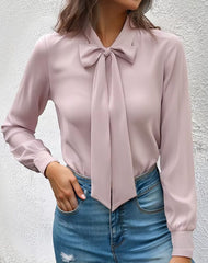 Blusa Monna com Mangas Longas e Laço Frontal